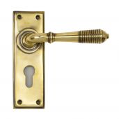 33085 From The Anvil Aged Brass Reeded Lever Euro Set