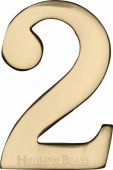 C1568 2-PB Heritage Brass Numeral 2 Self Adhesive 51mm (2") Polished Brass Finish