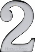 C1568 2-PC Heritage Brass Numeral 2 Self Adhesive 51mm (2") Polished Chrome Finish