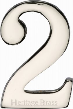 Click Here To Enlarge This Photo Of C1568 2-PNF Heritage Brass Numeral 2 Self Adhesive 51mm (2") Polished Nickel Finish