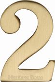 C1568 2-SB Heritage Brass Numeral 2 Self Adhesive 51mm (2") Satin Brass Finish