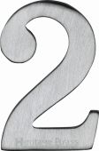 C1568 2-SC Heritage Brass Numeral 2 Self Adhesive 51mm (2") Satin Chrome Finish