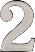 C1568 2-SN Heritage Brass Numeral 2 Self Adhesive 51mm (2") Satin Nickel Finish