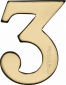 C1568 3-PB Heritage Brass Numeral 3 Self Adhesive 51mm (2") Polished Brass Finish