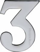 C1568 3-PC Heritage Brass Numeral 3 Self Adhesive 51mm (2") Polished Chrome Finish