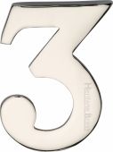 C1568 3-PNF Heritage Brass Numeral 3 Self Adhesive 51mm (2") Polished Nickel Finish