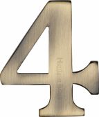 C1568 4-AT Heritage Brass Numeral 4 Self Adhesive 51mm (2") Antique Brass Finish