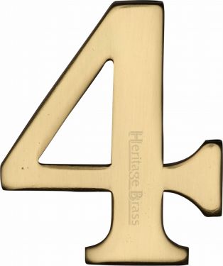 Click Here To Enlarge This Photo Of C1568 4-PB Heritage Brass Numeral 4 Self Adhesive 51mm (2") Polished Brass Finish