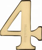 C1568 4-PB Heritage Brass Numeral 4 Self Adhesive 51mm (2") Polished Brass Finish