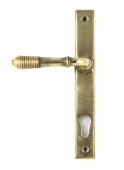 33039 From The Anvil Aged Brass Reeded Slimline Lever Espag. Lock Set  - 92mm Centres - 212mm Screw Centres