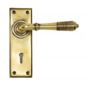 33040 From The Anvil Aged Brass Reeded Lever Lock Set