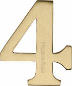 C1568 4-SB Heritage Brass Numeral 4 Self Adhesive 51mm (2") Satin Brass Finish