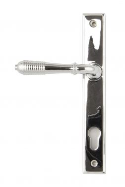 Click Here To Enlarge This Photo Of 33305 From The Anvil Polished Chrome Reeded Slimline Lever Espag. Lock Set  - 92mm Centres - 212mm Screw Centres