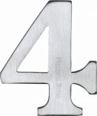 C1568 4-SC Heritage Brass Numeral 4 Self Adhesive 51mm (2") Satin Chrome Finish