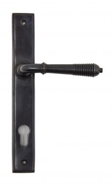 Click Here To Enlarge This Photo Of 83952 From The Anvil Aged Bronze Reeded Slimline Lever Espag. Lock Set  - 92mm Centres - 212mm Screw Centres