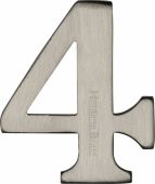 C1568 4-SN Heritage Brass Numeral 4 Self Adhesive 51mm (2") Satin Nickel Finish