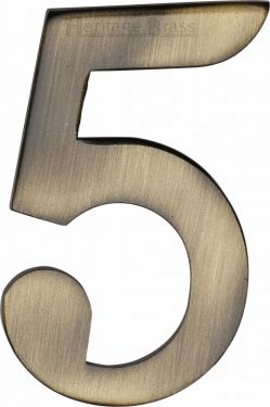 Click Here To Enlarge This Photo Of C1568 5-AT Heritage Brass Numeral 5 Self Adhesive 51mm (2") Antique Brass Finish