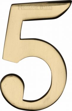 Click Here To Enlarge This Photo Of C1568 5-PB Heritage Brass Numeral 5 Self Adhesive 51mm (2") Polished Brass Finish