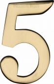 C1568 5-PB Heritage Brass Numeral 5 Self Adhesive 51mm (2") Polished Brass Finish