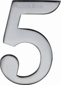 C1568 5-PC Heritage Brass Numeral 5 Self Adhesive 51mm (2") Polished Chrome Finish