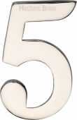C1568 5-PNF Heritage Brass Numeral 5 Self Adhesive 51mm (2") Polished Nickel Finish