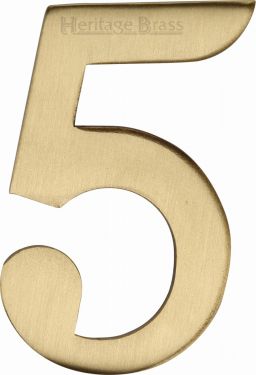 Click Here To Enlarge This Photo Of C1568 5-SB Heritage Brass Numeral 5 Self Adhesive 51mm (2") Satin Brass Finish