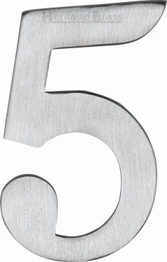 Click Here To Enlarge This Photo Of C1568 5-SC Heritage Brass Numeral 5 Self Adhesive 51mm (2") Satin Chrome Finish