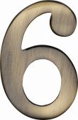 C1568 6-AT Heritage Brass Numeral 6 Self Adhesive 51mm (2") Antique Brass Finish