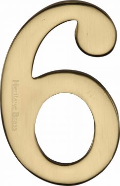 Click Here To Enlarge This Photo Of C1568 6-PB Heritage Brass Numeral 6 Self Adhesive 51mm (2") Polished Brass Finish
