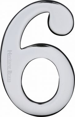 Click Here To Enlarge This Photo Of C1568 6-PC Heritage Brass Numeral 6 Self Adhesive 51mm (2") Polished Chrome Finish