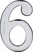 C1568 6-PC Heritage Brass Numeral 6 Self Adhesive 51mm (2") Polished Chrome Finish