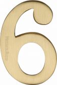 C1568 6-SB Heritage Brass Numeral 6 Self Adhesive 51mm (2") Satin Brass Finish