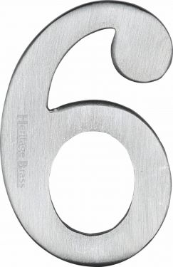Click Here To Enlarge This Photo Of C1568 6-SC Heritage Brass Numeral 6 Self Adhesive 51mm (2") Satin Chrome Finish